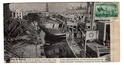 #936 Coast Guard 1945 FDC - WWII Patriotic Tied-on Naples Italy Scene - Image 1 of 2