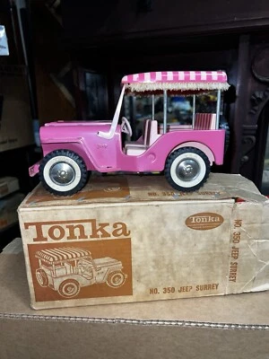 Jeep vintage Tonka 1963 rosa surey con caja # 350 con poco desgaste de juego Foto 1 de 4