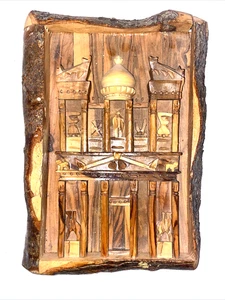 Wall Decoration Wooden Hand Made Carving Of Entrance To Petra Jordan - Picture 1 of 16
