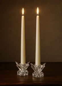 Crystal Faceted Starburst Geometric Taper Candleholders Pair West Germany 70s - Picture 1 of 13