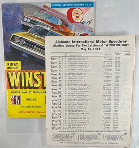 1971 1st NASCAR "WINSTON 500" Alabama Intl. Motor Speedway mit Line Up Karte (RAR) - Bild 1 von 15