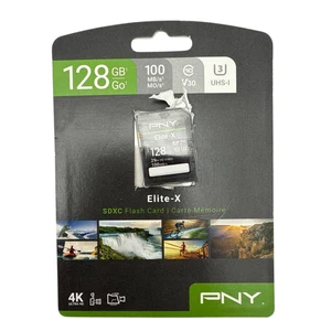 PNY Elite X 128GB microSDXC UHS I U3 V30 A1 Memory Card with SD Adapter Class 10 - Picture 1 of 12