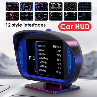Car OBD2 HUD Heads up Display GPS Digital Speedometer Overspeed Alarm MPH RPM AU - image 1 of 4