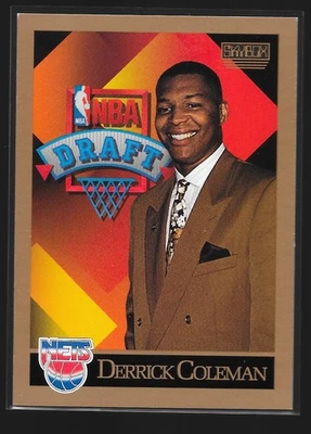 Derrick Coleman Nets 1990 NBA Draft SkyBox #362 Basketball Card Rookie RC - Image 1 of 2
