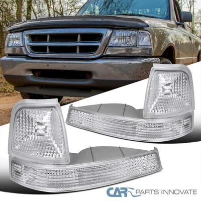 Fits Ford 98-00 Ranger Pickup Clear Turn Signal Lights Corner Bumper Lamps Pair Foto 1 de 4