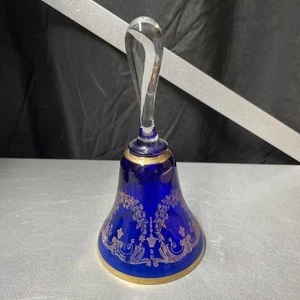 Bohemia Kobaltblau Kristallglocke - Gold Overlay - Bild 1 von 4