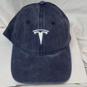 Tesla Soft Baseball Cap Strapback buckle Navy blue - Picture 1 of 8