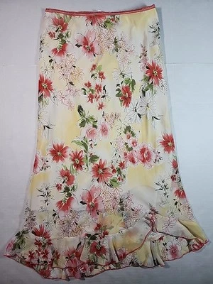 Speechless 90s Y2K Size S-M Skirt Sheer Lined Floral Yellow Easter Stretch Fairy - Image 1 of 4