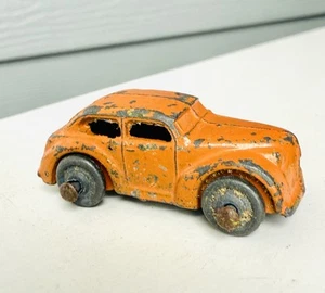 Barclay 1939 Buick Sedan Orange Metal Wheels 2” Length Antique Old Mini Toy - Picture 1 of 5
