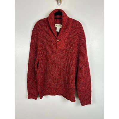 Suéter de Colección American Eagle Cuello Chal Grande Rojo Negro Codo Parches Lana Tejido Foto 1 de 4