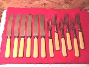 Antique Landers Frary & Clark Celluloid Flatware- 12 pcs - Picture 1 of 1