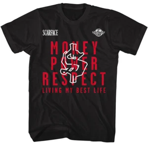 Scarface Movie $$$ Power Respect Living My Best Life Men's T-Shirt Al Pacino - Picture 1 of 3