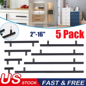 Paquete de 5 manijas de gabinete de cocina de acero inoxidable con barra en T tiradores de cajón de 2"-16" - Imagen 1 de 22