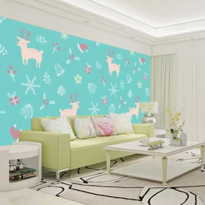 3D Snowflake Elk O77 Christmas Wallpaper Wall Mural Removable Self-adhesive Amy - Picture 1 of 11