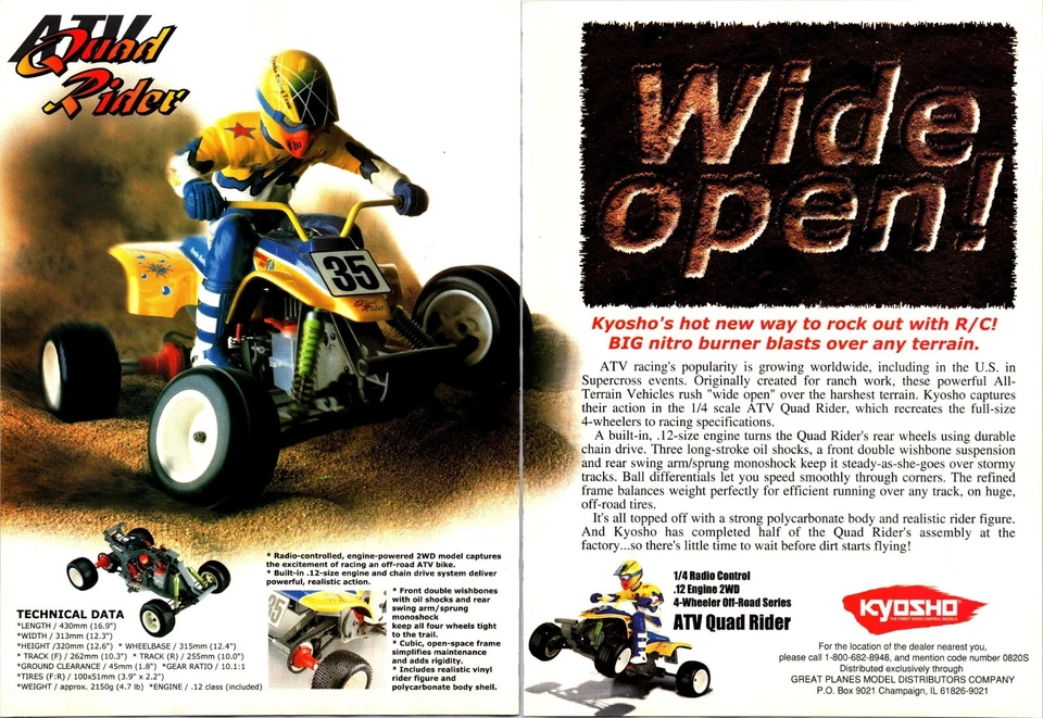 Kyosho ATV QUAD RIDER Vintage Print Ad Wall Art Decor 1:4 2wd - Image 1 of 1