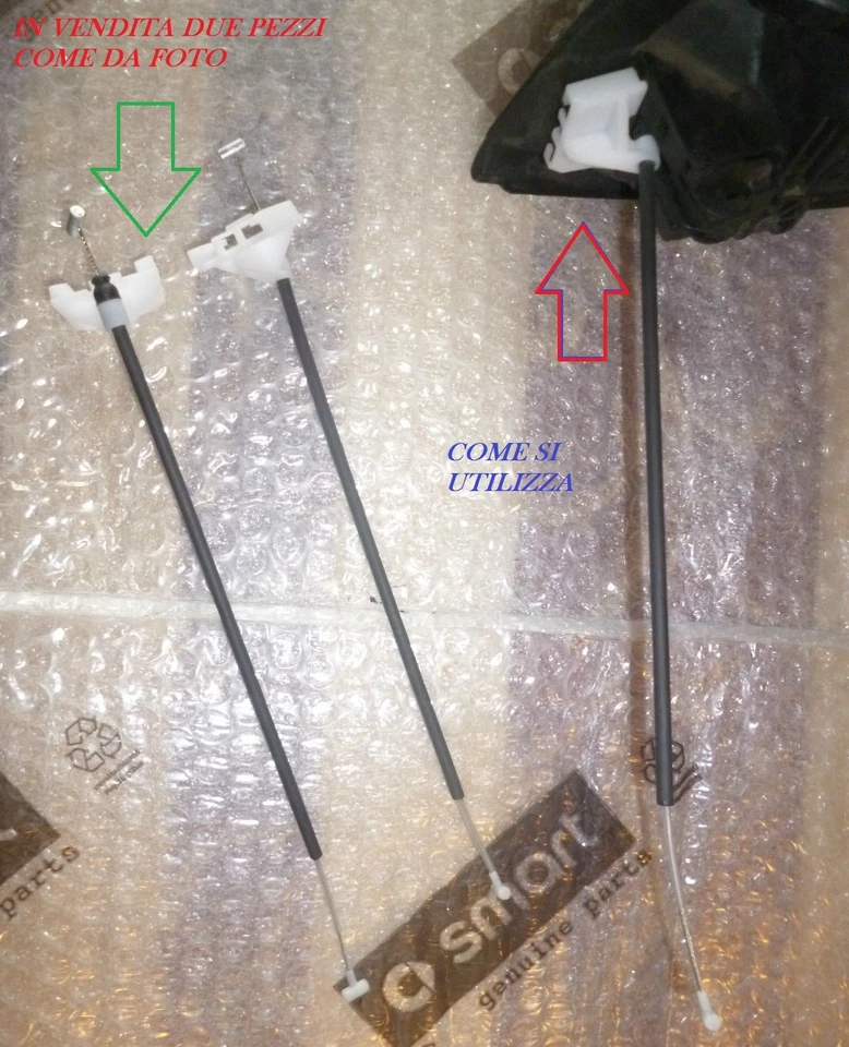 2PEZZI CAVO FILO TIRANTE MANIGLIA APRIPORTA ESTERNA X SMART 450  98/07  DX=SX - Immagine 1 di 1