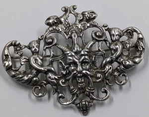 Spilla Spilla Putti Diavolo Demone Nouveau Italiano Argento Sterling Antica Vintage - Foto 1 di 8