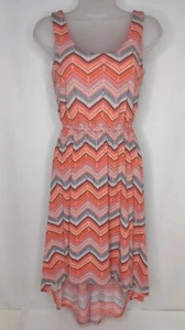 Xhileration Dress Size XS Sleeveless Orange Soft Zig Zag Elastic Waist - Picture 1 of 9