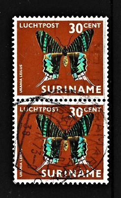 A pair of "Series: Butterflies " Suriname 1972 - Image 1 of 2