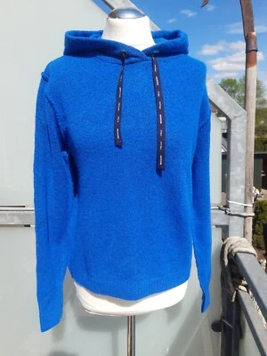 Kuscheliger Strick Kapuzen Pullover Königsblau Gr L 40 NEU Stretch - Bild 1 von 4