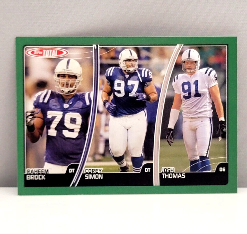 2007 Topps Total Football Card #129 Josh Thomas Corey Simon Raheem Brock Colts - Image 1 of 2