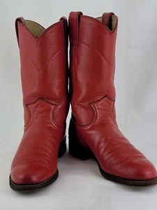 Justin Womens Size 5B Red Roper Cowgirl Western Boots - Picture 1 of 14