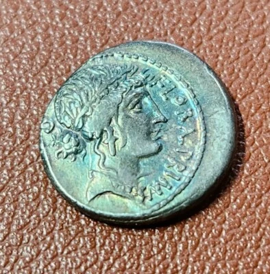 Genuine Ancient Rome Roman Gaius Servilia FLORAL•PRIMVS Silver Denarius 57 BC XF - Image 1 of 4