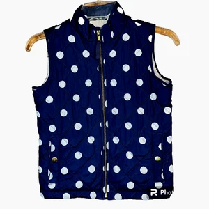 Gap Kids Sherpa-Lined Quilted Vest Navy Blue/Polka Dots Size M (8-9 yrs) - Picture 1 of 4