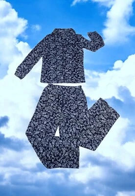 Conjunto de pijama Croft & Barrow azul PAISLEY para mujer XS suave polar cintura elástica  Foto 1 de 4