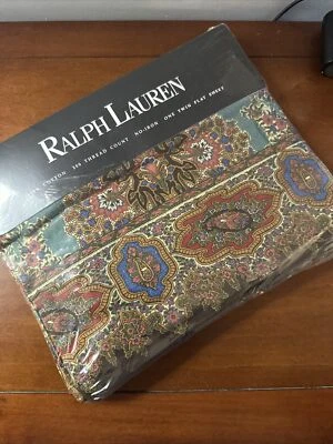Vtg NEW Ralph Lauren Home EMERSON PAISLEY MULTI Twin Flat Equestrian Sheet RARE! - Image 1 of 4