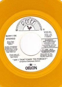 ORION 45 RPM YELLOW VINYL SUN 1156 - Am I  That Easy to Forget / Crazy Arms - Picture 1 of 1