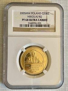 Poland 2005 MW Mikolaj Rej 200 Zlotych Gold NGC PF68 ULTRA CAMEO SKU# 2877 - Picture 1 of 2