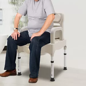 Heavy Duty Height Adjustable Bath Seat Commode Toilet Chair 250kg Adult Senior - Picture 1 of 23