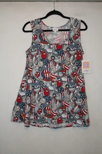 Canotta nuova con etichette LuLaRoe taglia XS perfetta patriottica 4 luglio stampa RWB senza maniche - Foto 1 di 4