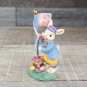 Cottontail Lane Easter Village Figurine Bunny With Flag - Picture 1 of 4