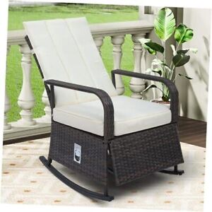 YITAHOME Outdoor Rocking Chair, Wicker Lounge Chair with Adjustment Backrest, 