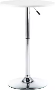 round Pub Table, Height Adjustable 360 Swivel Bar Table 25-35 Inches, White - Picture 1 of 7
