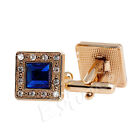 Classic Gold Square Men's Wedding Gift Shirt Crystal Cuff links