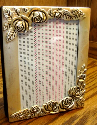 Vintage GODINGER SILVER PLATE Mini Photo Album EMBOSSED ROSES 100 4x6 Photos 721 - Image 1 of 4