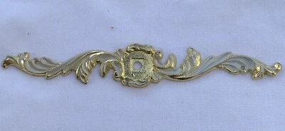 True Vintage Back Plate for Drawer Pull gold brass shabby white enamel paint  - Image 1 of 3