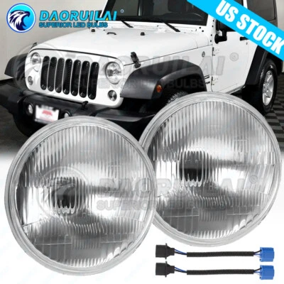 Para Jeep Wrangler JK 2007-2018 2 puertas faros viga sellada carcasa de vidrio H6024 Foto 1 de 4