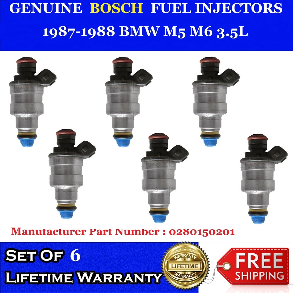 6x OEM Best Upgrade Fuel Injectors For 87-88 BMW M5 M6 3.5L  #0280150201 - Image 1 of 1