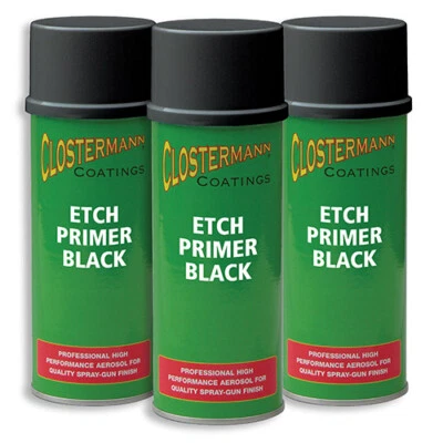 3 X Acid Etch Primer Auto Aerosol Spray 400ml Garage Black For Metal/Aluminium