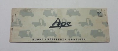 1960 Ape Piaggio Libretto Buoni Assistenza Gratuita - Immagine 1 di 4