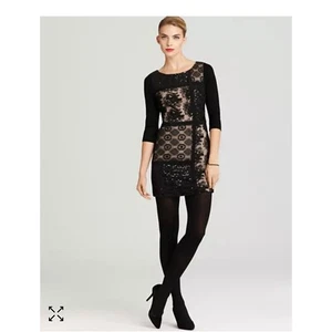 Mini abito nuovo con etichette Anthropologie Plenty By Tracy Reese P 0 2 patchwork pizzo nero - Foto 1 di 7