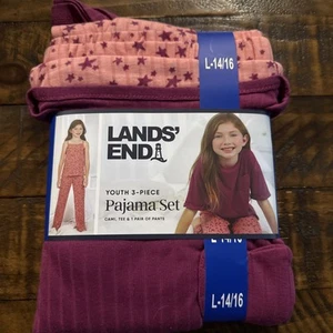Lands End Girls NWT 3 Piece Pajama Set Size L 14/16- 031 - Picture 1 of 7