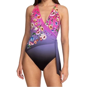 Nuevo con etiquetas Traje de baño de una pieza Johnny Was Ombre Garden Wrap XS - Imagen 1 de 6