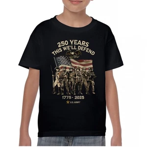 US Army 250 Years Youth T-shirt American Military Veteran DD 214 Kids - Picture 1 of 43
