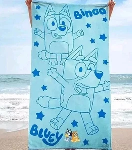 Bingo-Blue Bluey Kids Beach Towel - 63" x 34" - 100% Cotton - Picture 1 of 1