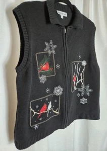 Vintage Sweater Vest Womens XL Southern Lady Cardinal Birds Holiday Outdoor EUC - Picture 1 of 7